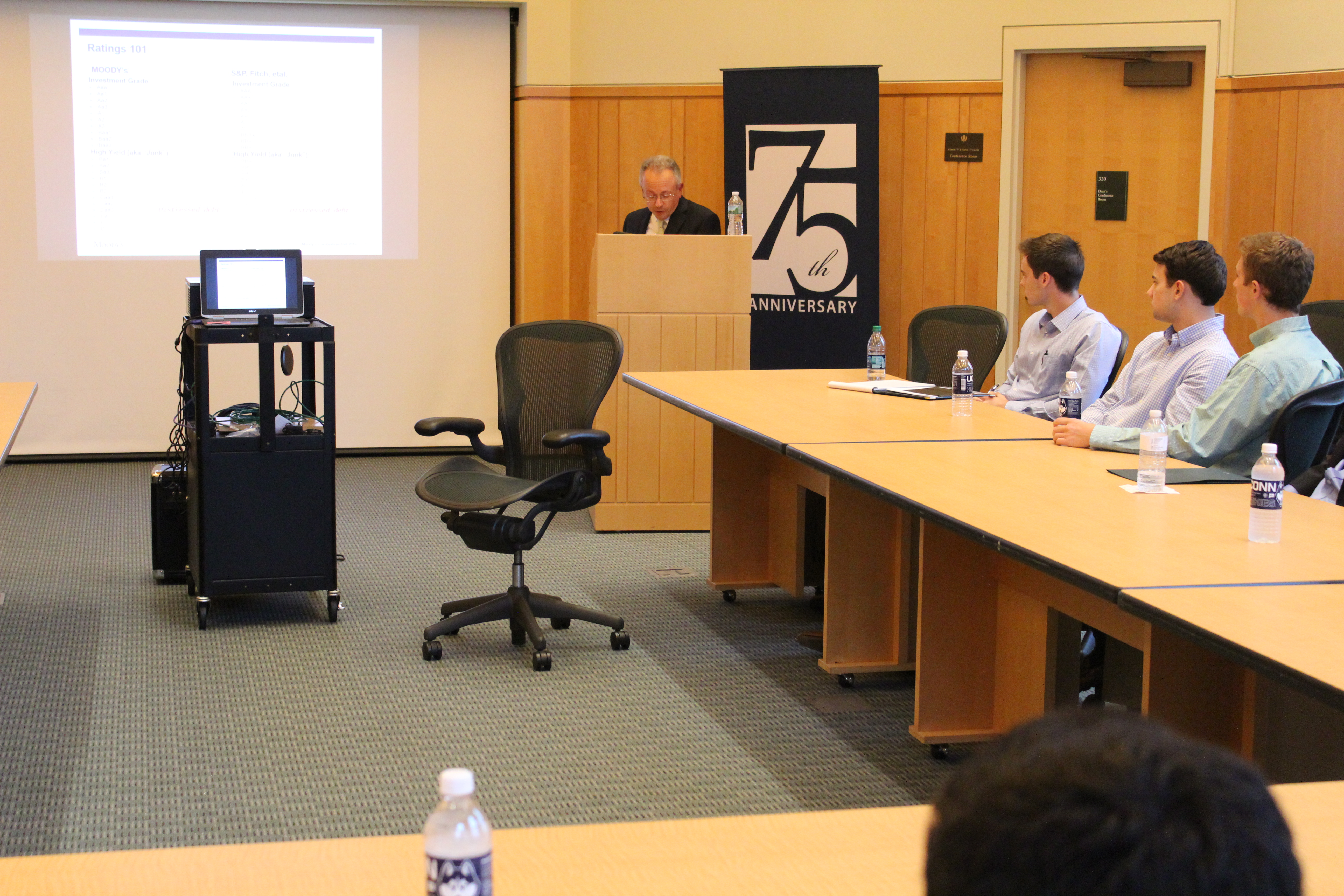 Tom Marshella of Moody’s speaking in School of Business Board Room
